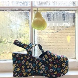 Chunky floral print 90’s Jeffrey Campbell platform sandals, never worn